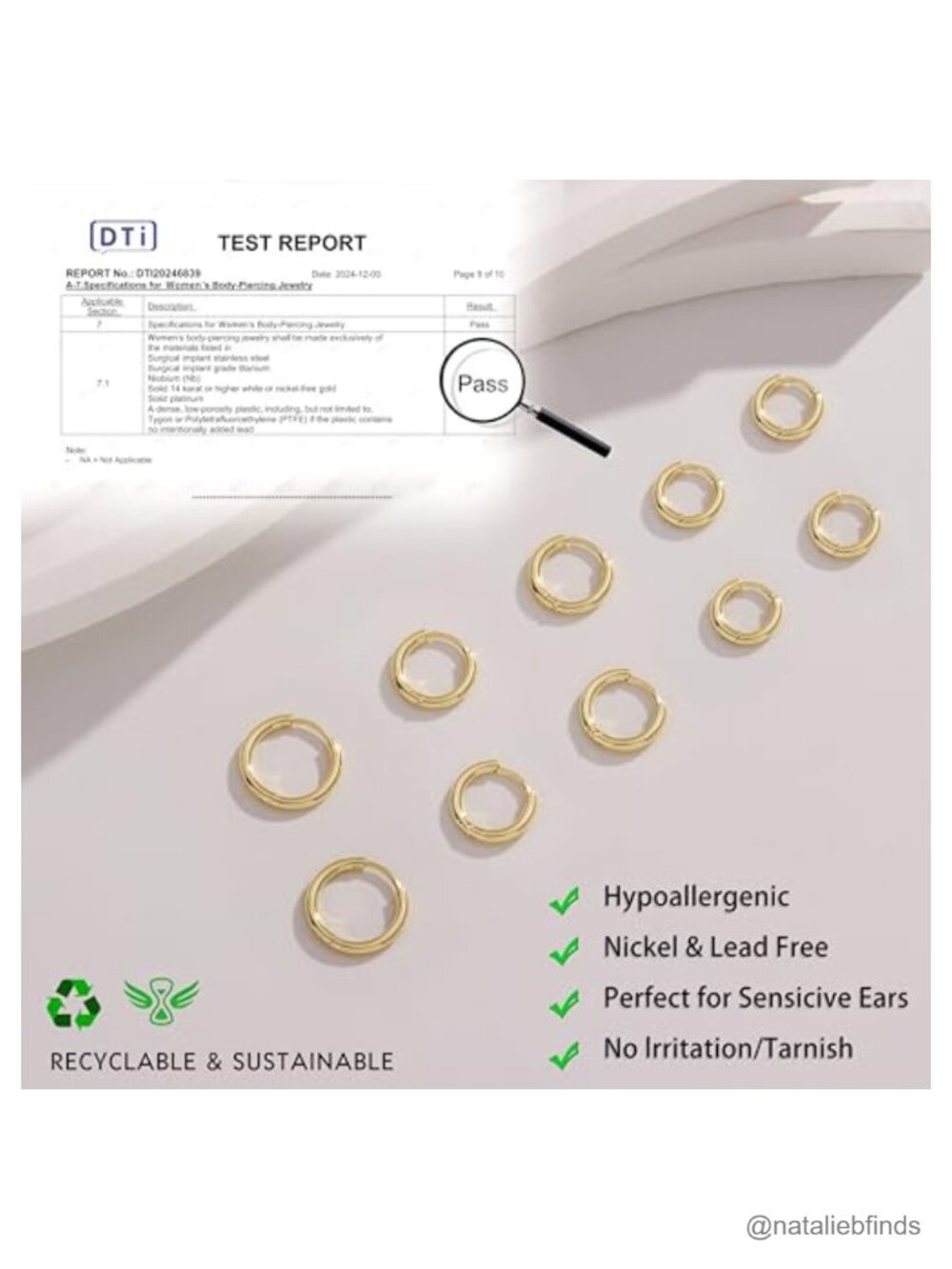 Huggie Hoop Earrings Set Hypoallergenic 316L Surgical Steel Small Gold Plated - Picture 2 of 6